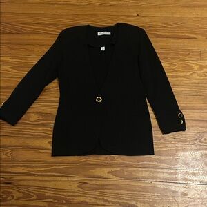 St. John Black Blazer with Gold Buttons